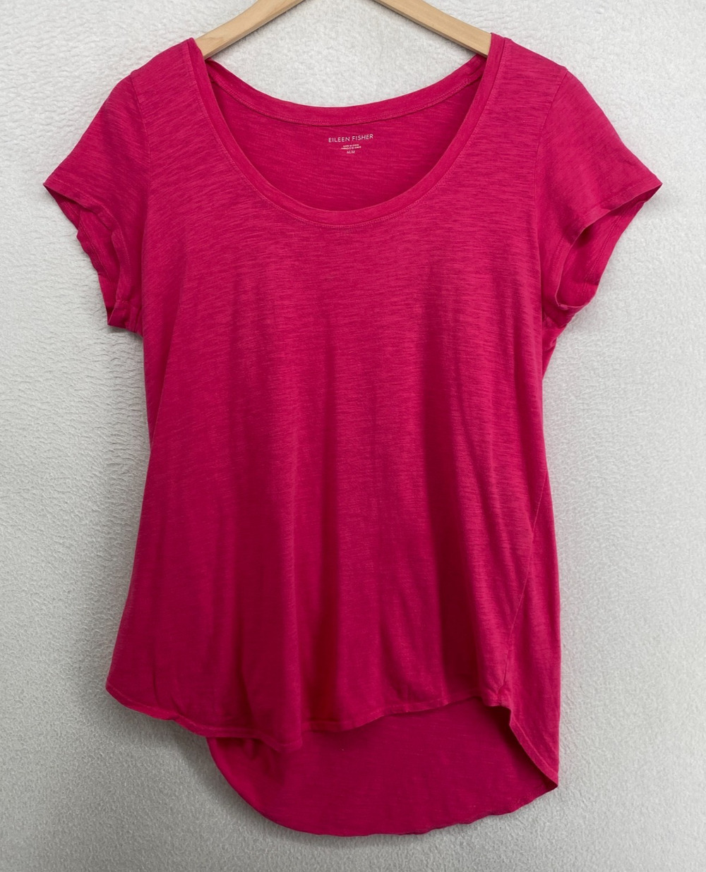 EILEEN FISHER Top M Slub Jersey Organic Cotton Scoop Neck Short Sleeve Pink